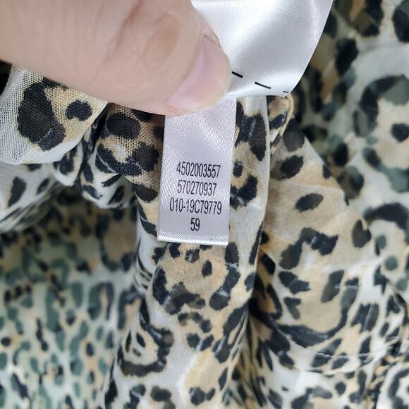 Chico's Womens Sheer Animal Print Ruffle Long Sleeve Blouse Top Size 4 XXL - Picture 6 of 6